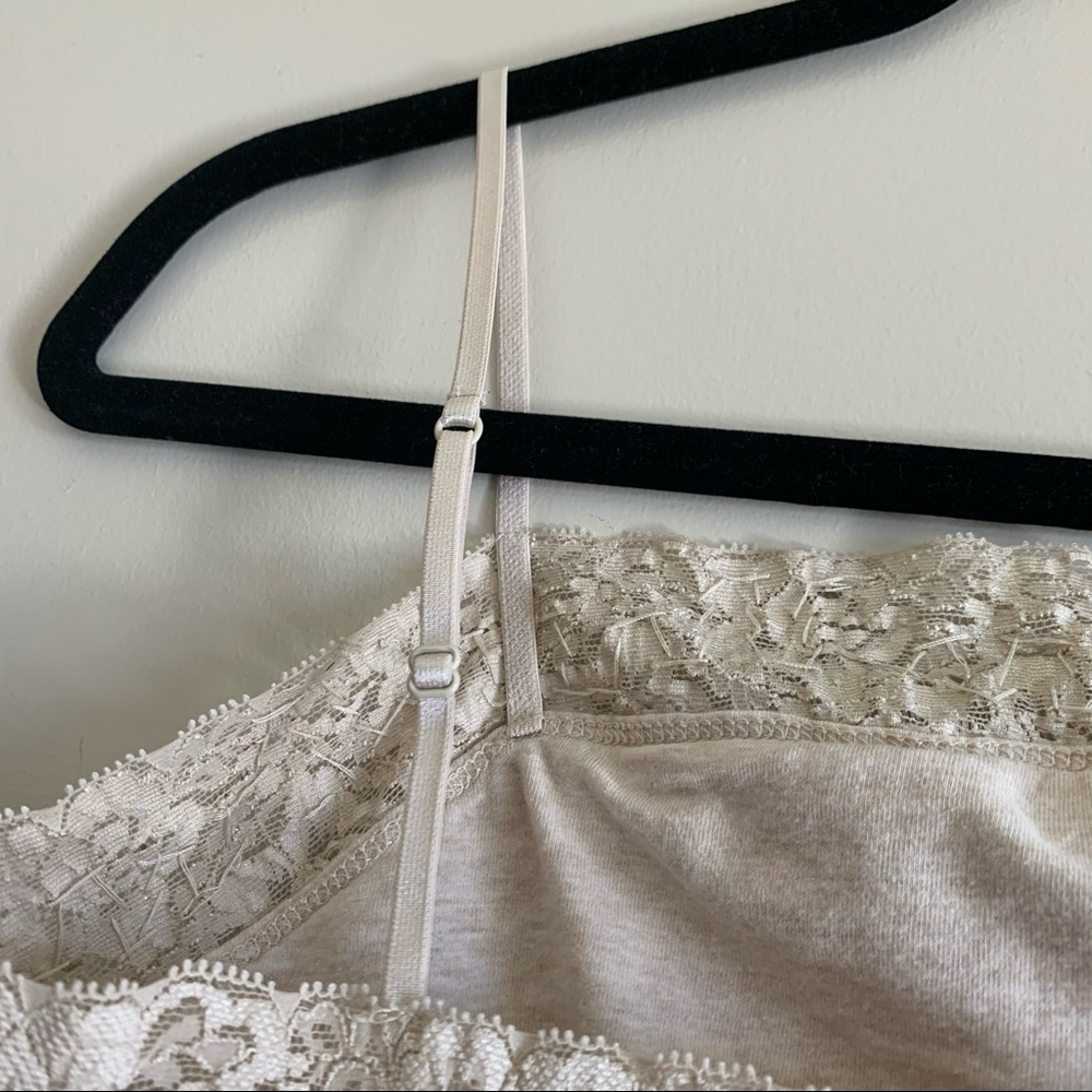 Express | Tan Stone Square Neckline Sequin Spaghetti Strap Built In Bra Cami, M - Picture 6 of 7